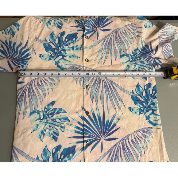 Tommy Bahama Button Down Shirt Men's Sz M Blue Pink Floral Silk Blend IslandZone - Picture 5 of 8